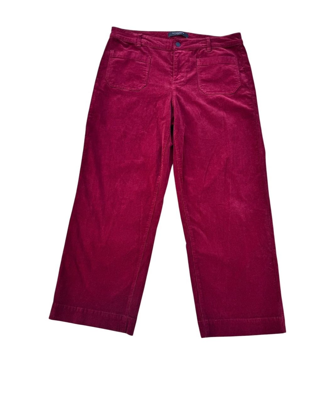 Liverpool High Rise Wide Leg Pants Womens Size 14W Ruby Red Stretch Corduroy